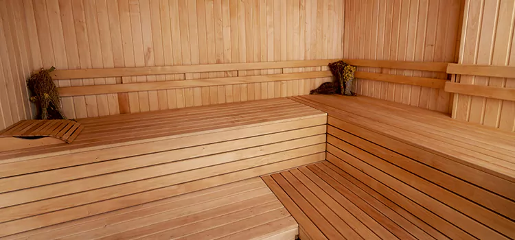 Spruce Wood Sauna Interior Construction in Georgina, Ontario